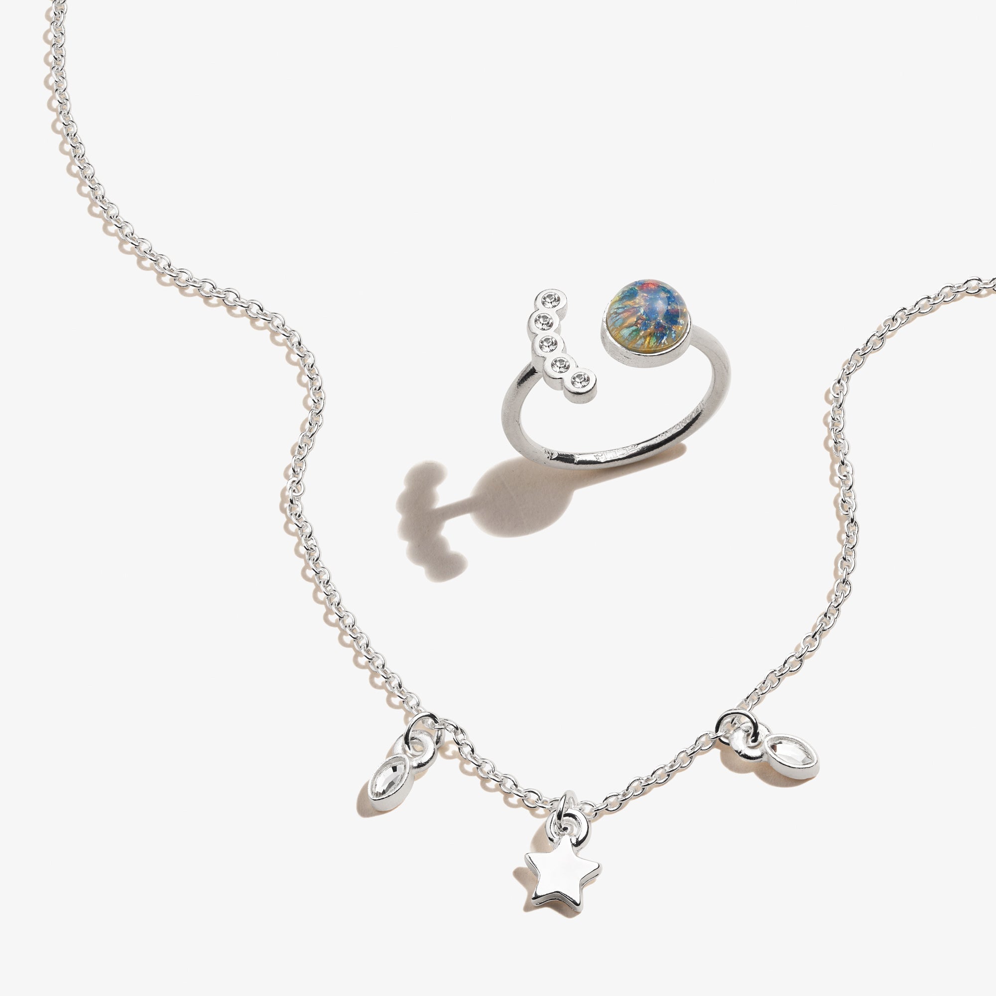 Star Charm Necklace + Crystal Ring Gift Set