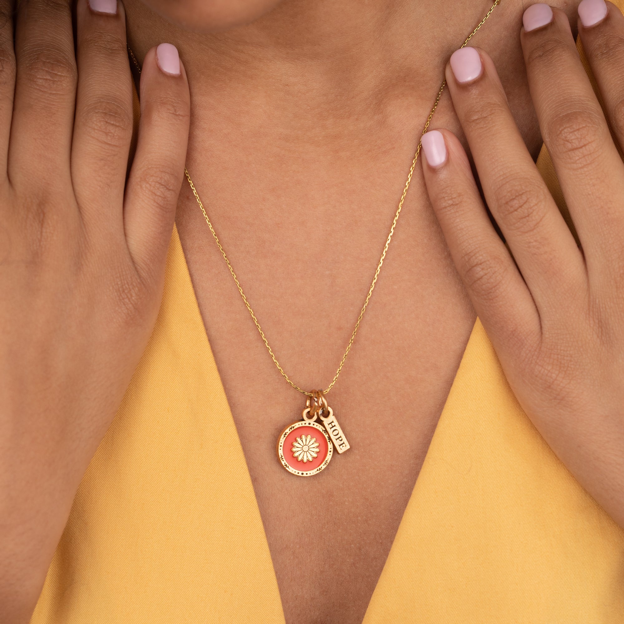 Daisy + Hope Mantra Duo Charm Necklace