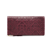 Fold Over Leather Clutch, Burgundy