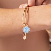 Crystal Cross Charm Bangle Bracelet