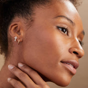 Pavé Cross Stud + Hoop Earrings, Set of 2