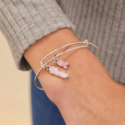 Warrior + Pink Ribbon Duo Charm Bangle